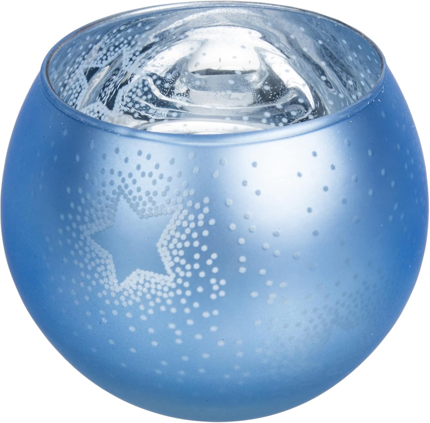 Beaupretty Glass Candle Holders with Star Decor Blue