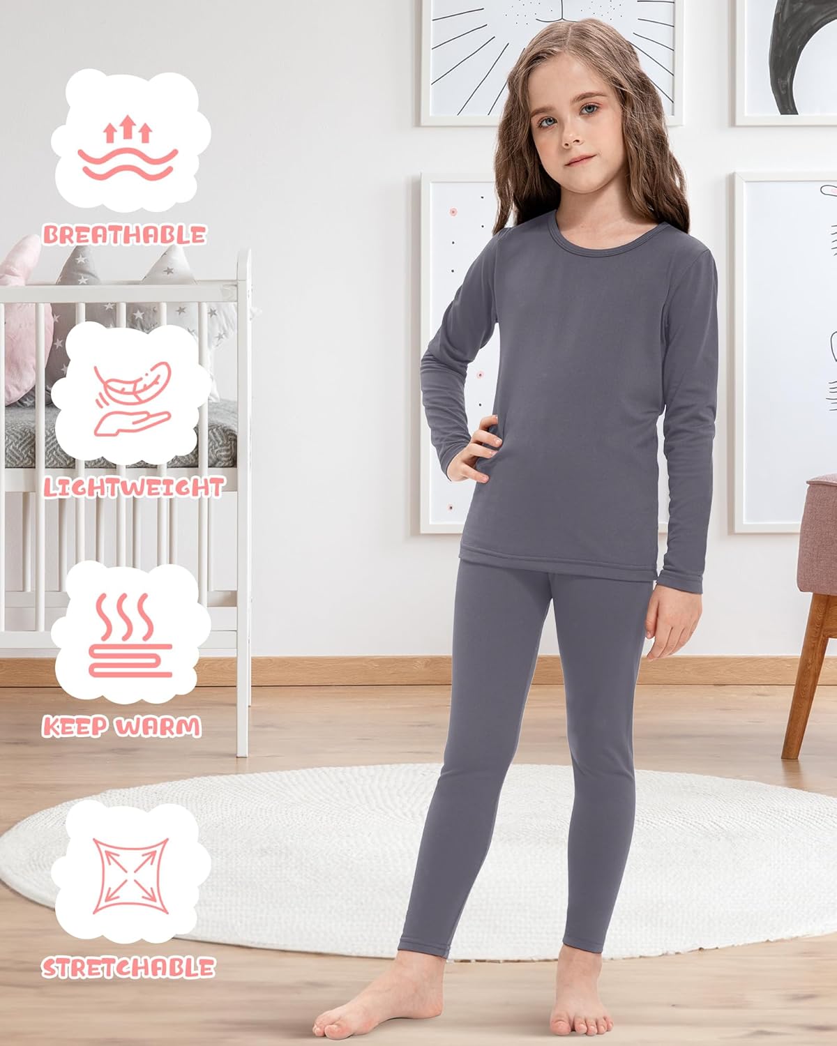 Silkfly 2 Pack Girls Winter Thermal Underwear Set 1