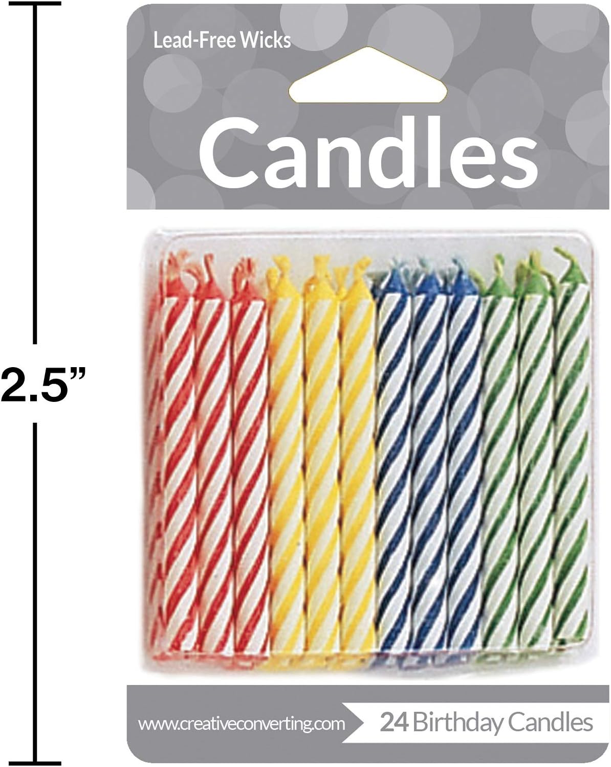 Party Central 288 Multi-Color Striped Birthday Candles