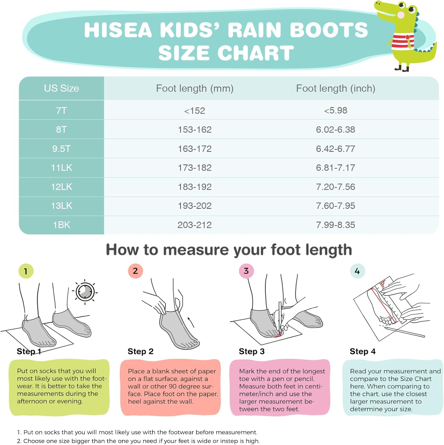 HISEA Toddler Rain Boots Waterproof Easy-On Handles