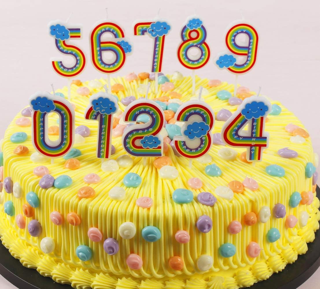 T-shin Rainbow Number 1 Birthday Candle for Baby Kids