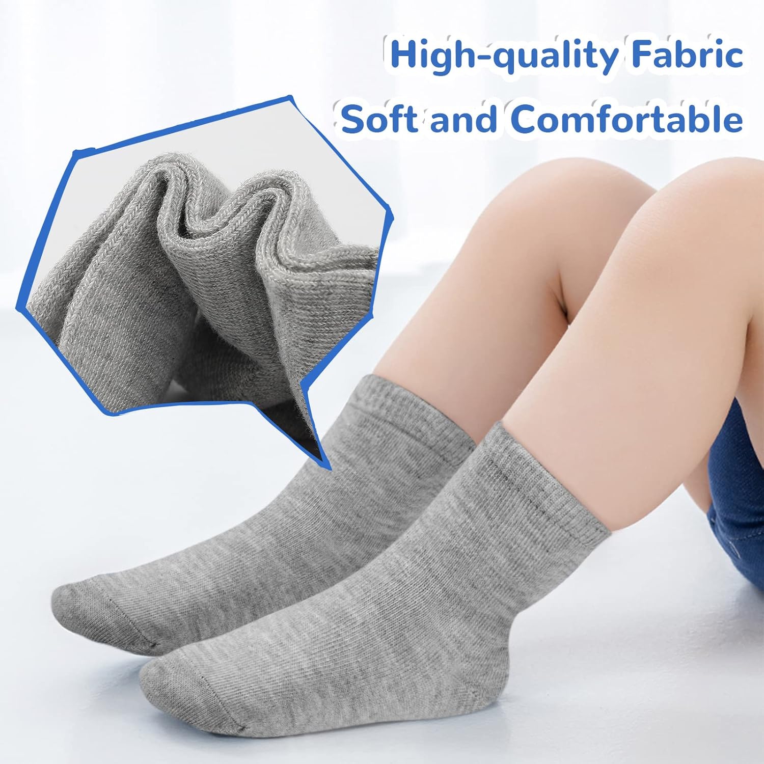 BOOPH 12 Pairs Kids Athletic Crew Socks
