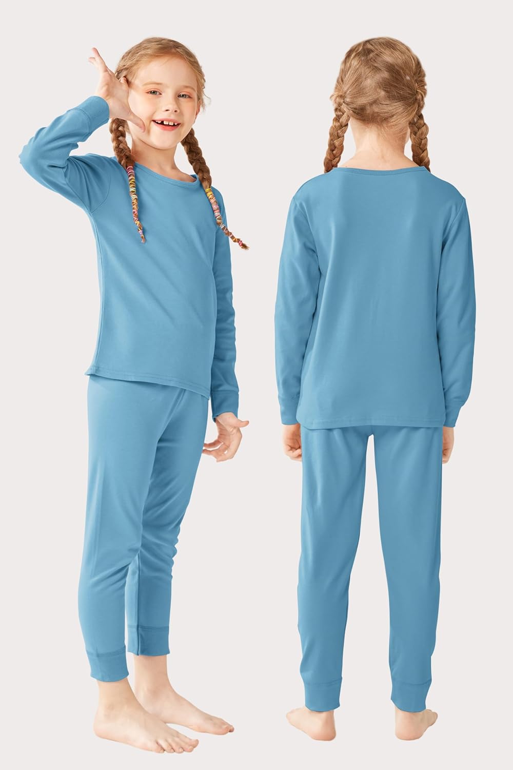 Resinta Girls Thermal Cotton Underwear Set Winter Long Johns 1