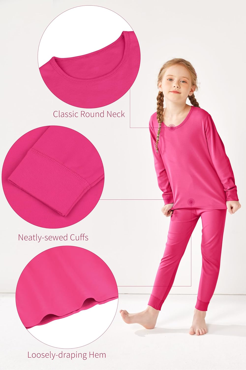 Resinta Toddler Girls Thermal Underwear Set - Warm Cotton Long Johns for Winter