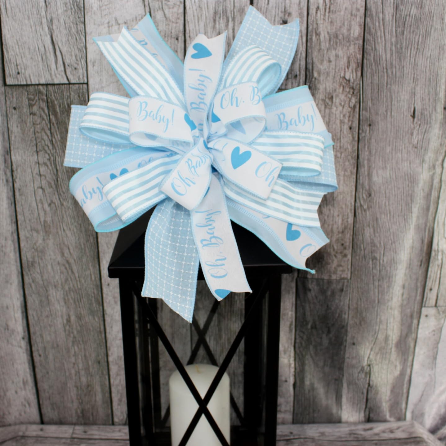 Oh Baby Boy Blue Wreath Bow - Made in USA
