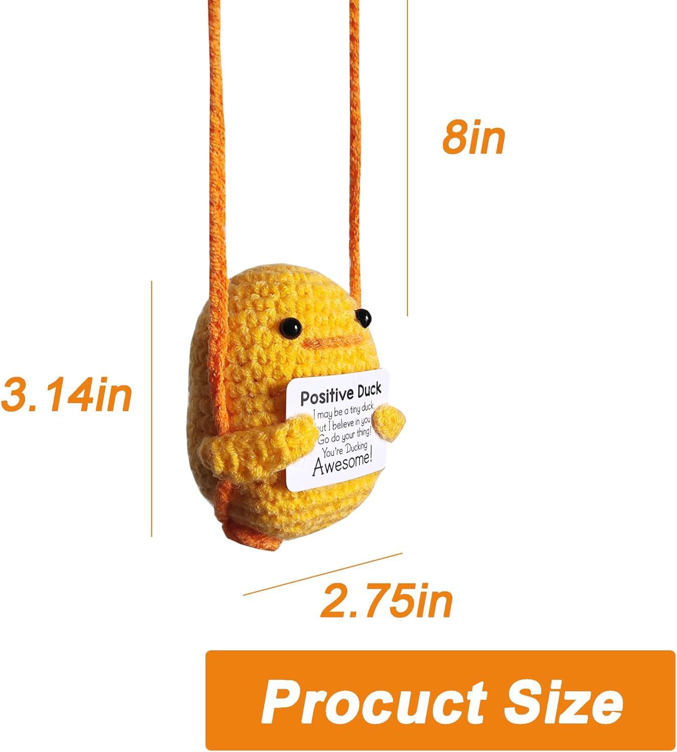 Emotional Support Positive Crochet Duck with Encouraging Card