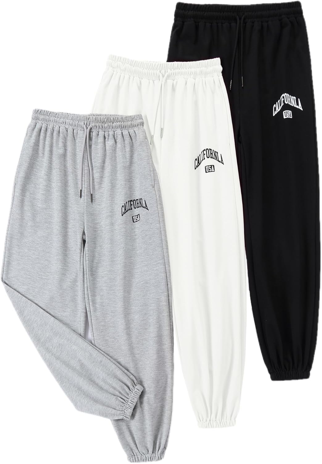 EXARUS 3 Pack High Waisted Sweatpants with Pockets