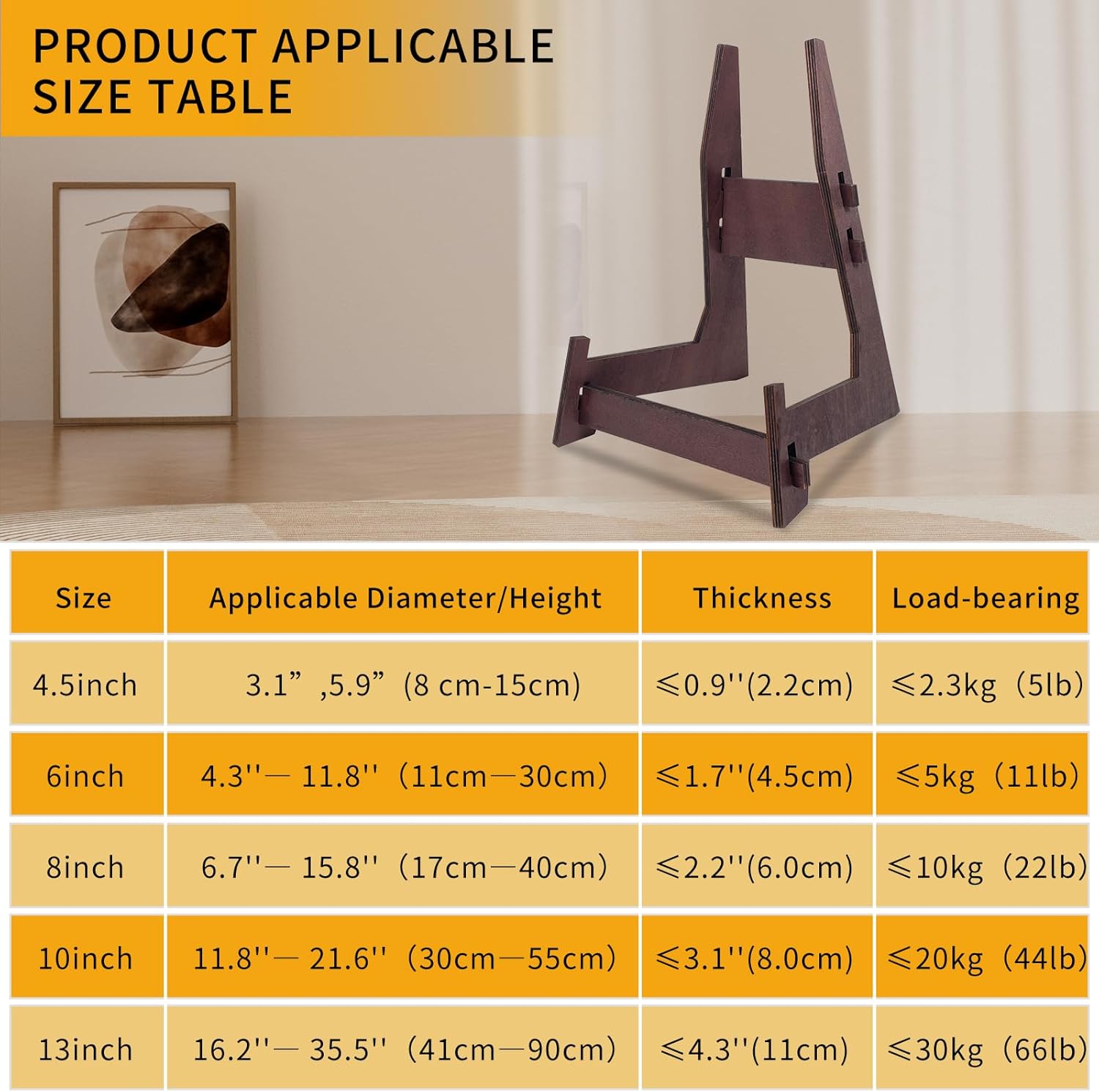 COLOOFO 8 Inch Plate Stand Wooden Easel Display Stand