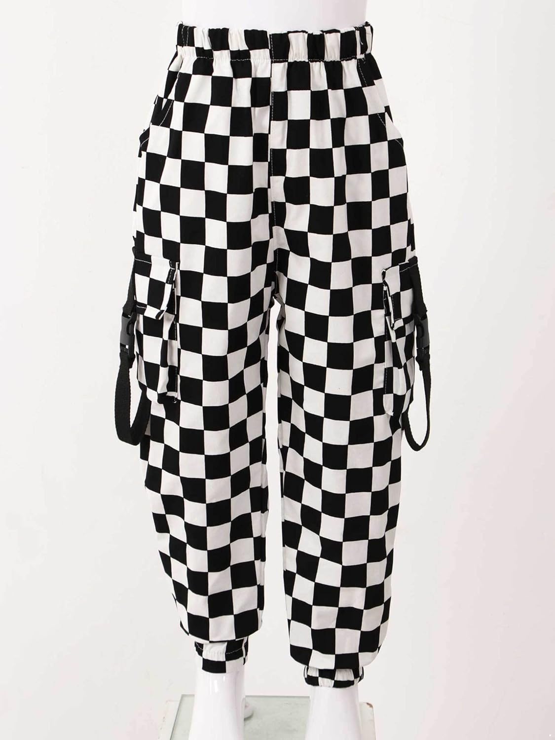 Oyolan Kids Girls Plaid Cargo Sweatpants