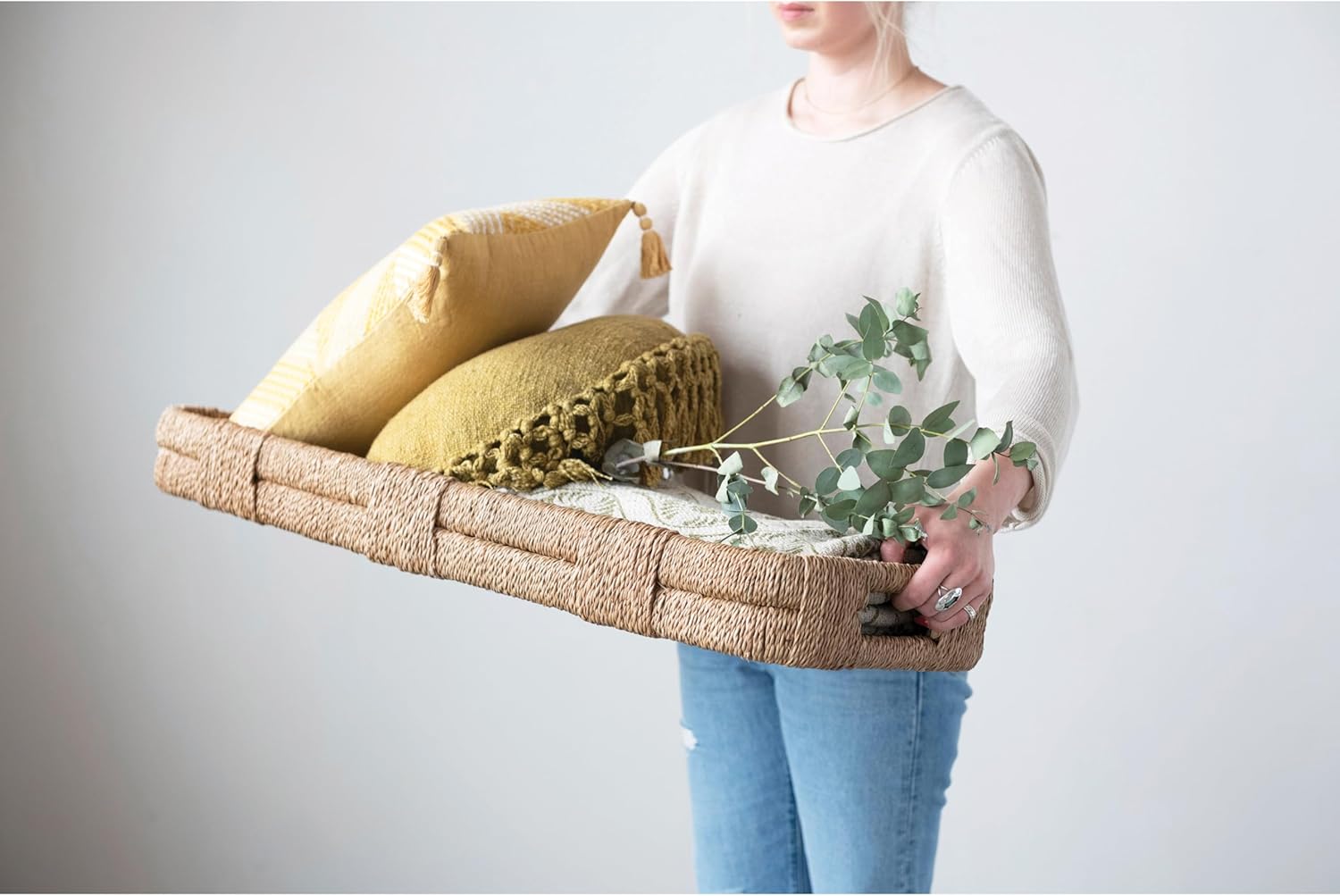 Creative Co-Op Hand-Woven Bankuan Decorative Tray Natural