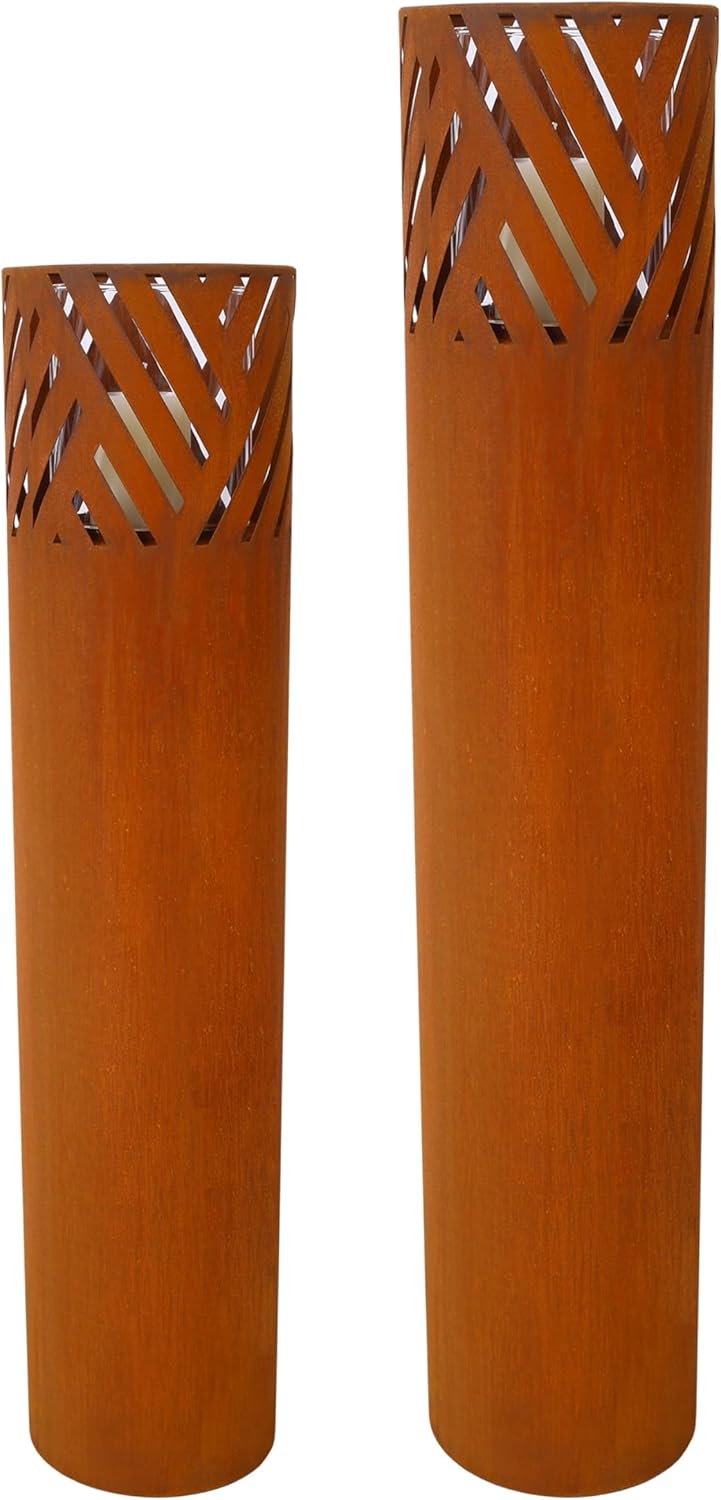 Strawberry Fairy 2-Pack Decorative Rust Lantern Columns