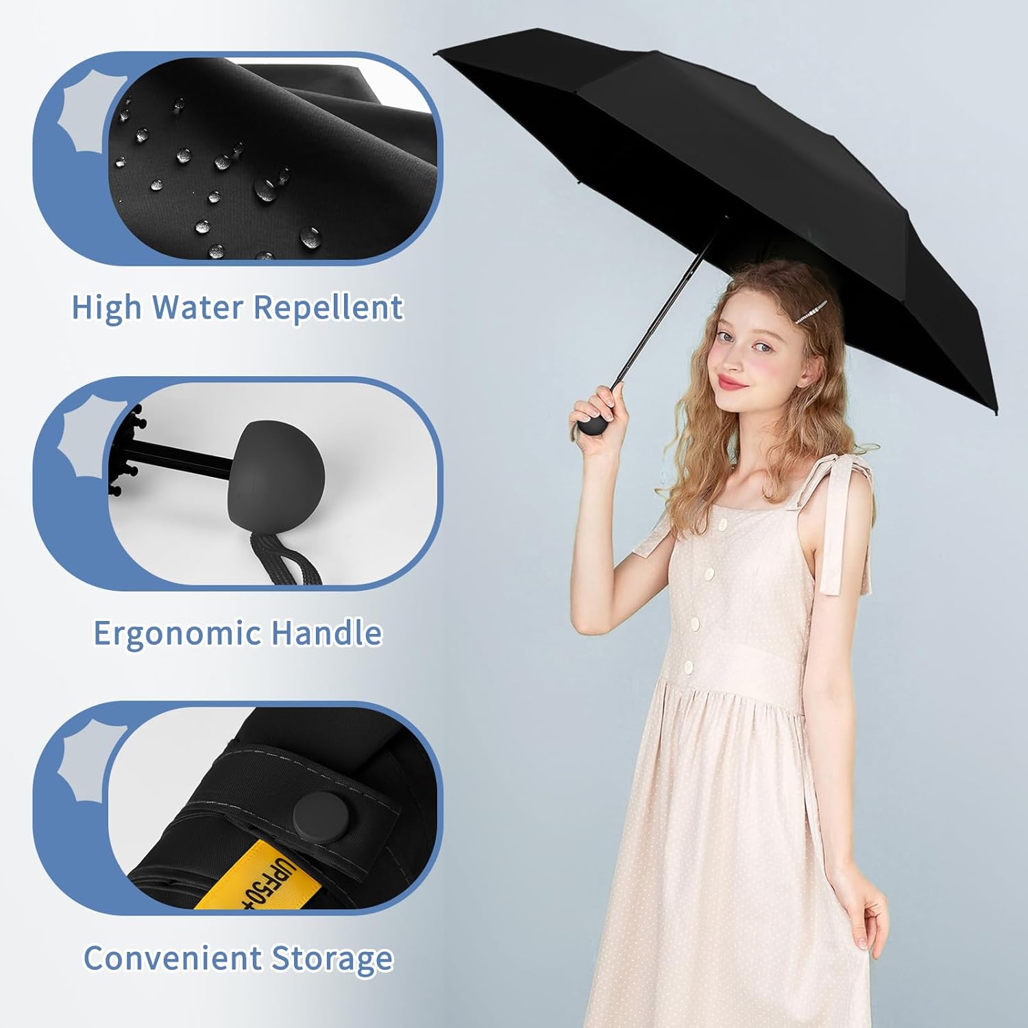 Yoobure Compact Travel Umbrella with UV Protection Case
