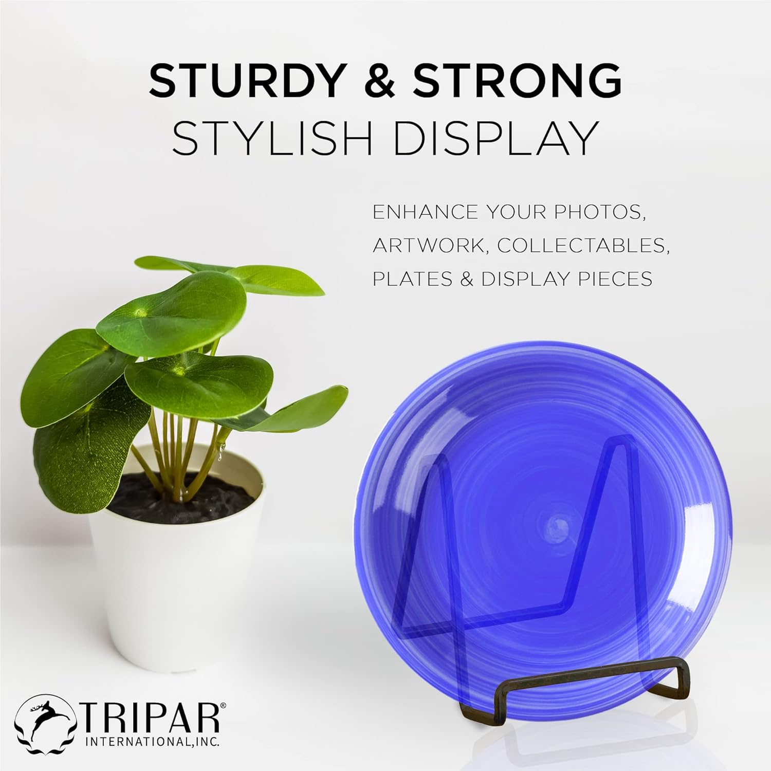 TRIPAR 6-Inch Metal Mahogany Square Book Holder Stand