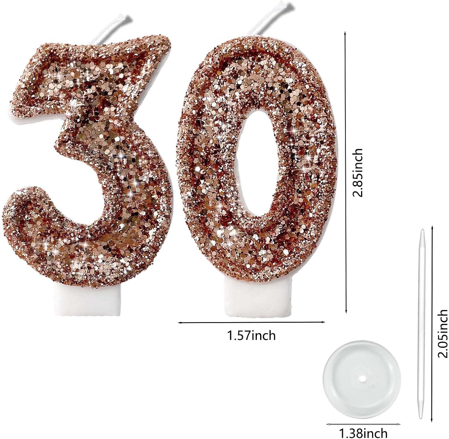 Fruit Scented Birthday Candles Rose Gold Glitter Set of 2