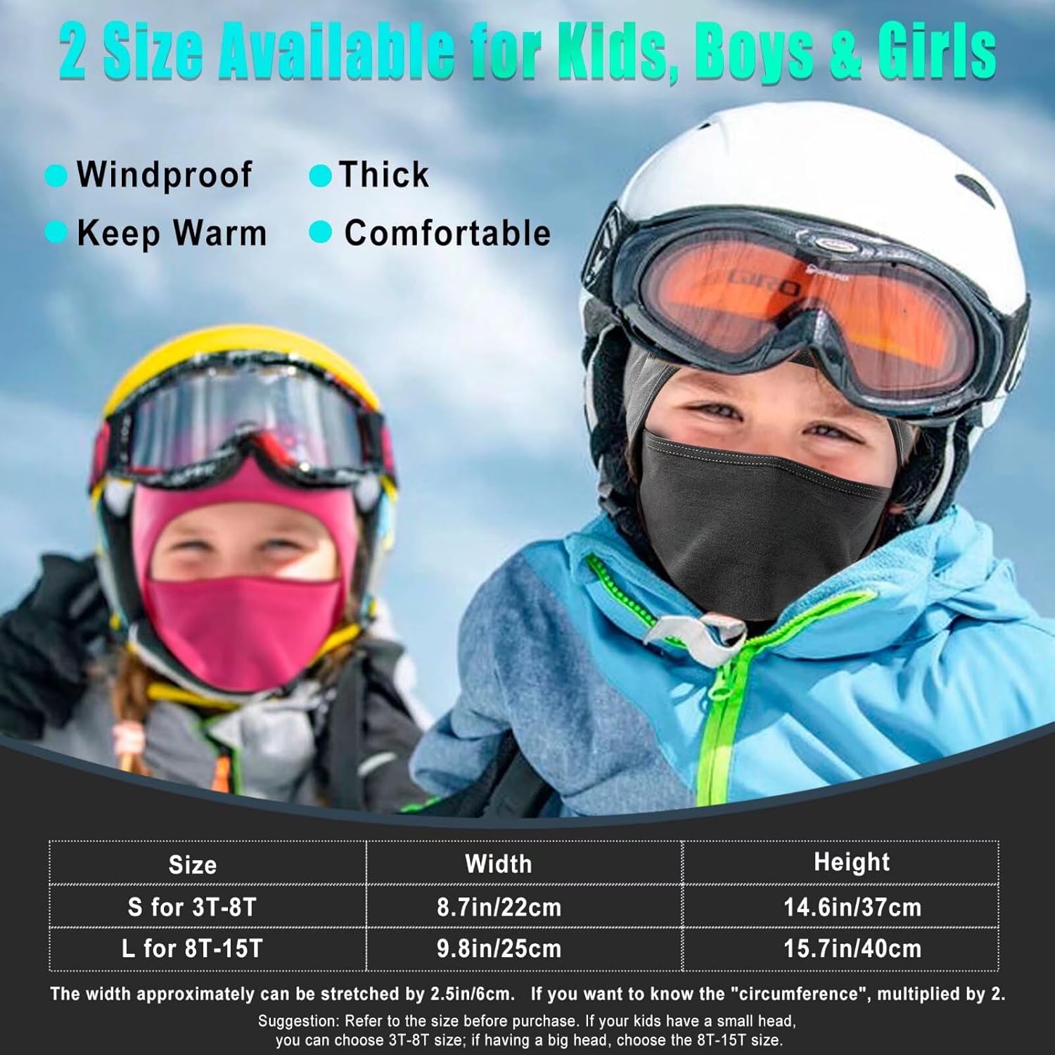 Potopok 2 Pack Kids Balaclava Face Mask