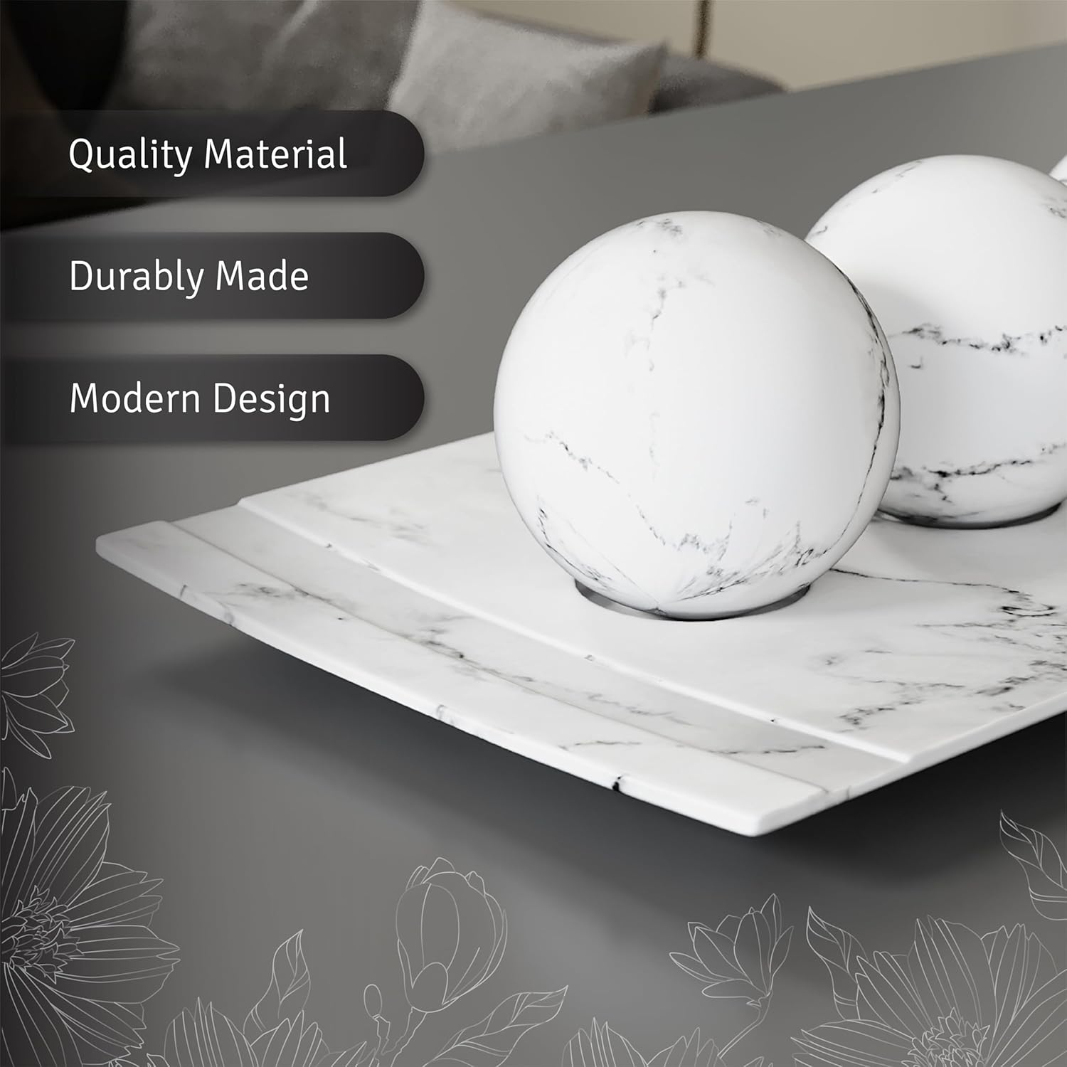 Creative Scents Decorative Marble Bowl and Orb Set