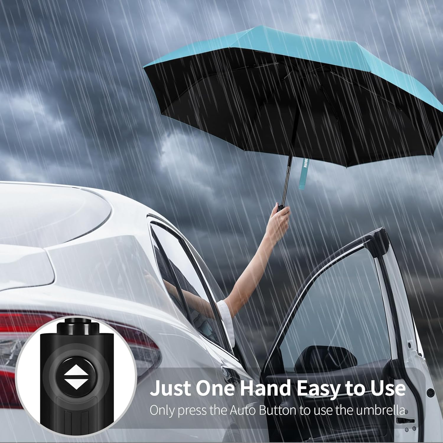 Yoobure Windproof Travel Umbrella - Automatic UV Protection Lightweight Portable 2 Person Shade