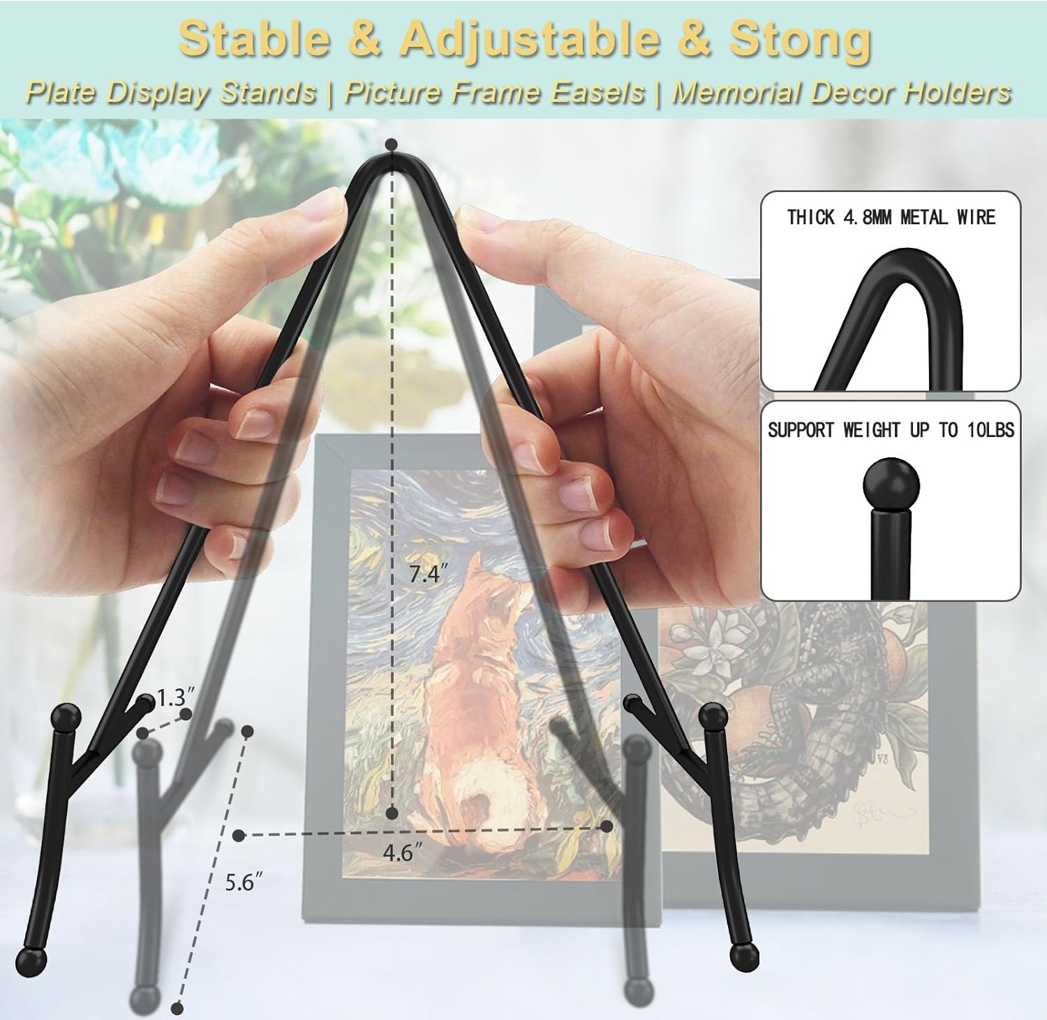 Adjustable Iron Plate Display Stand for Art and Decor