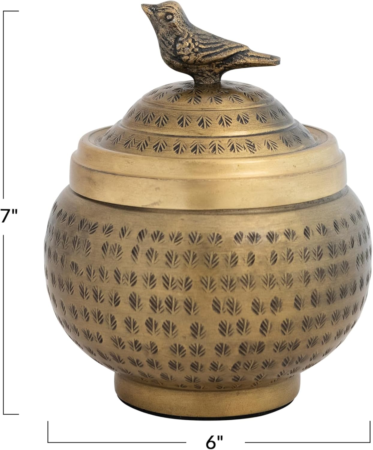 Creative Co-Op Brass Finish Decorative Jar with Bird Top