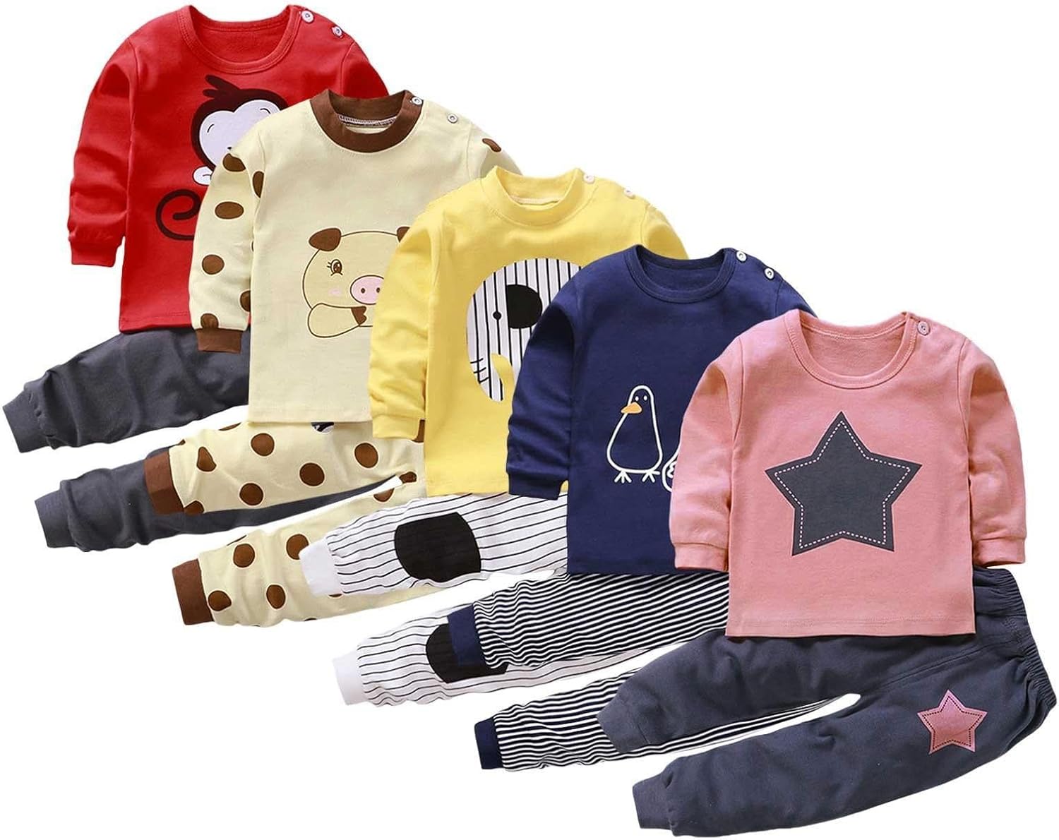 Toddler Baby Boys Girls Soft Long Sleeve 2-Piece Outfits