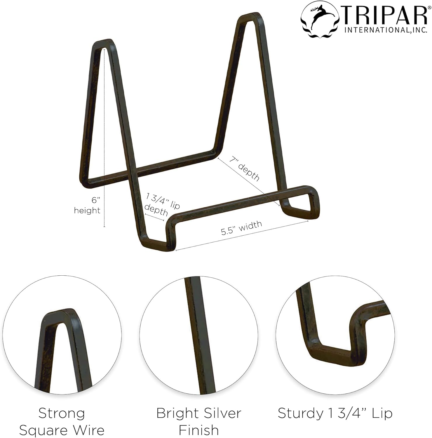 TRIPAR 6-Inch Metal Mahogany Square Book Holder Stand