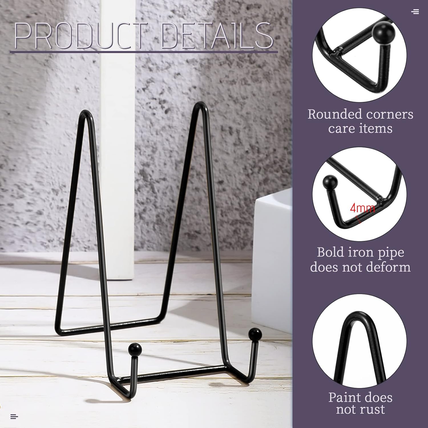 Mixweer 12 Pcs 6 Inch Black Picture Easel Stand