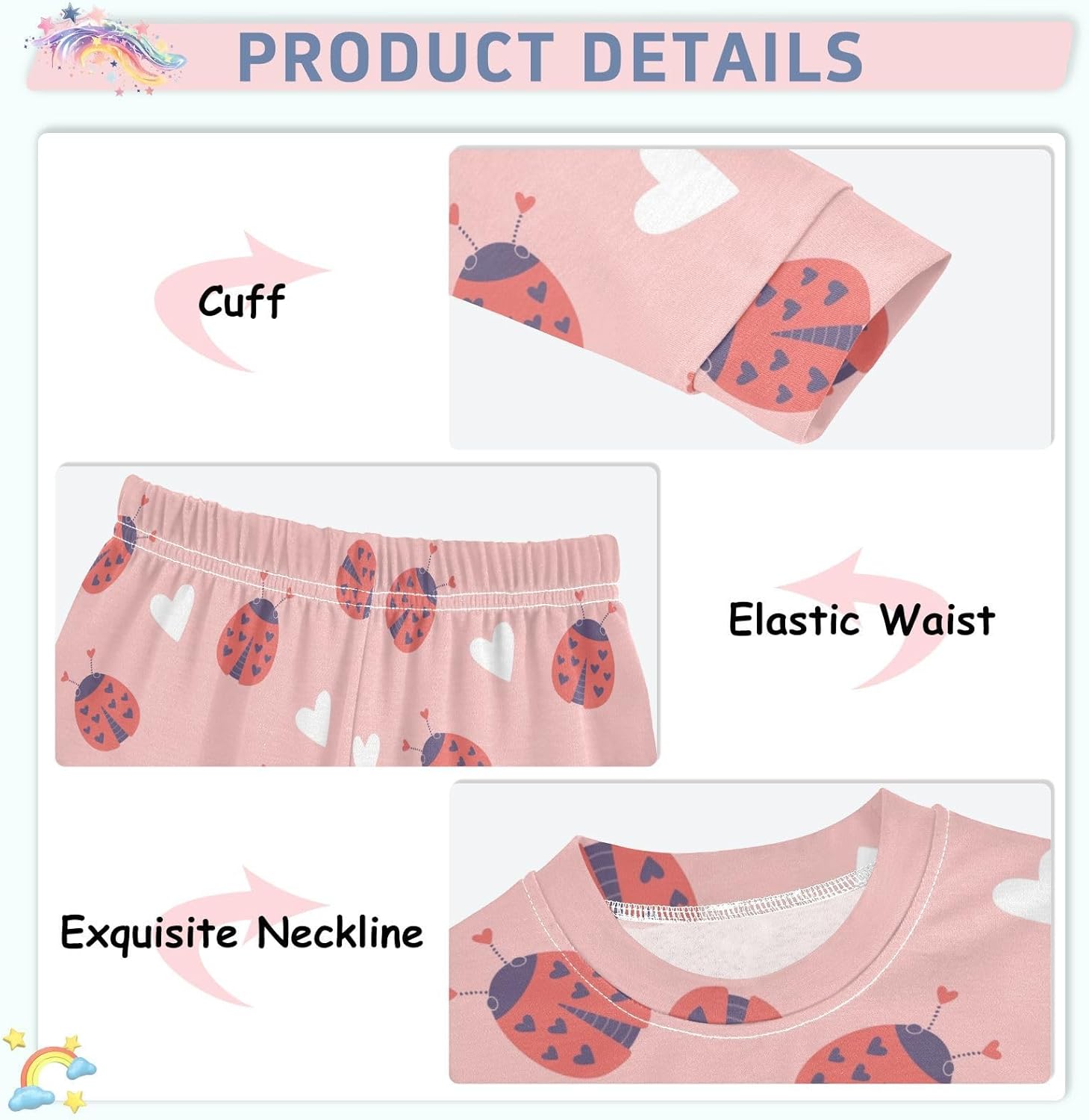 WIFIU Soft Cotton 2 Piece Pajama Set for Girls 18M-8Y