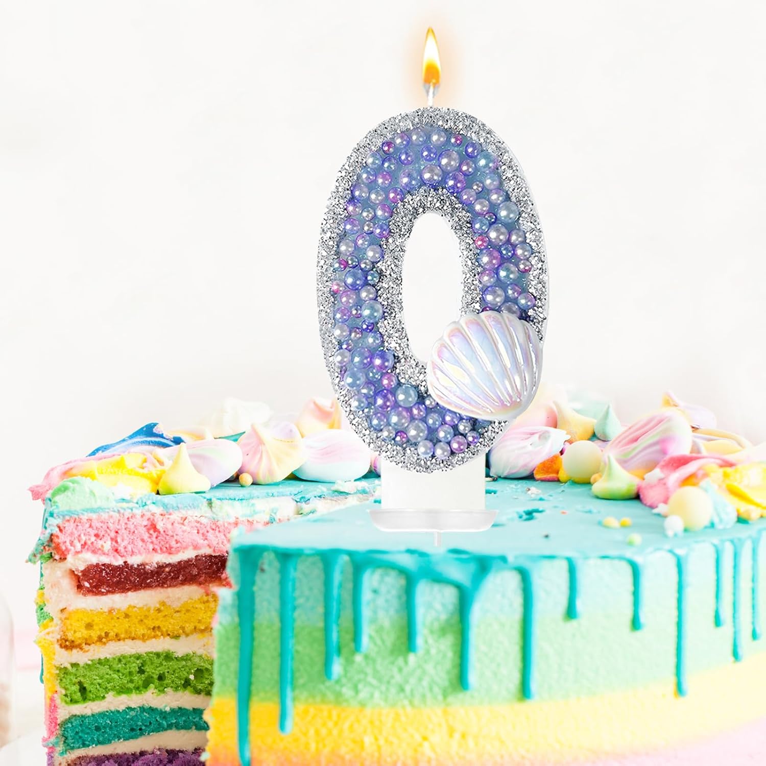 Laackys Birthday Candles with Pink Shell Sequins