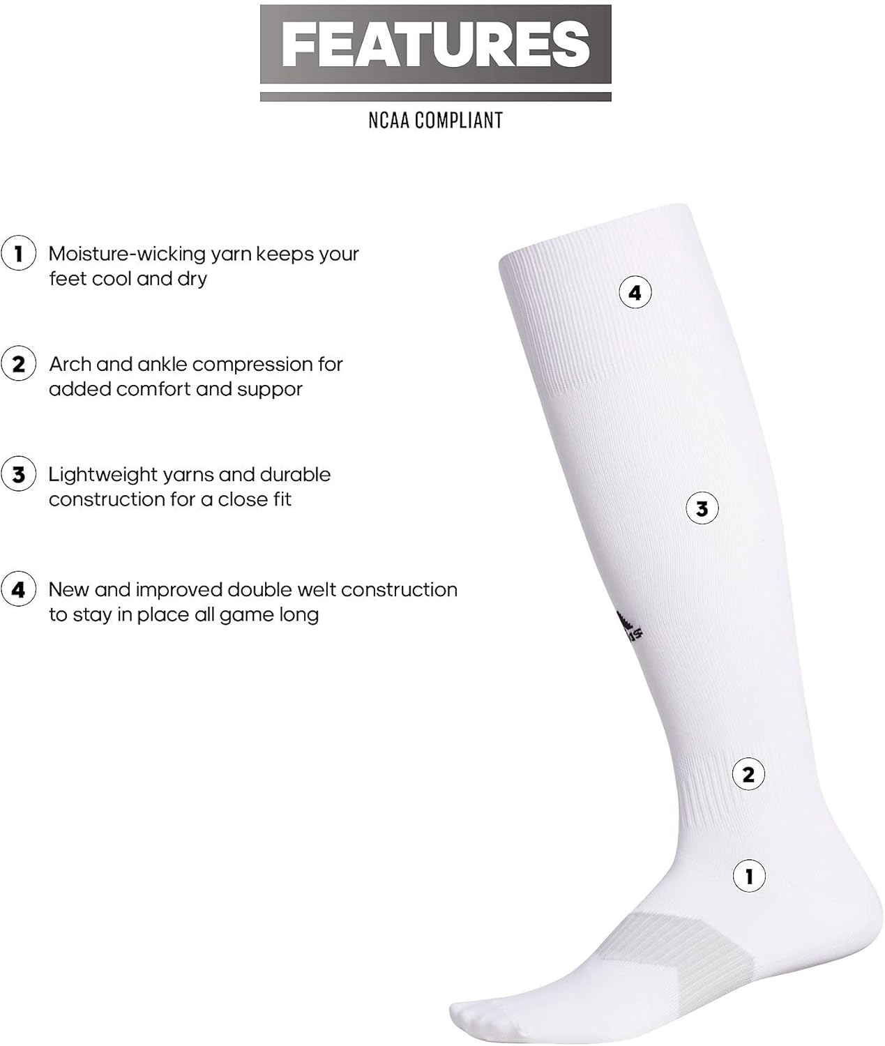 adidas Metro Soccer Socks 1 Pair DISCONTINUED 1