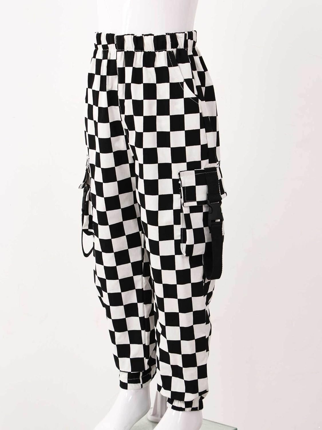Oyolan Kids Girls Plaid Cargo Sweatpants