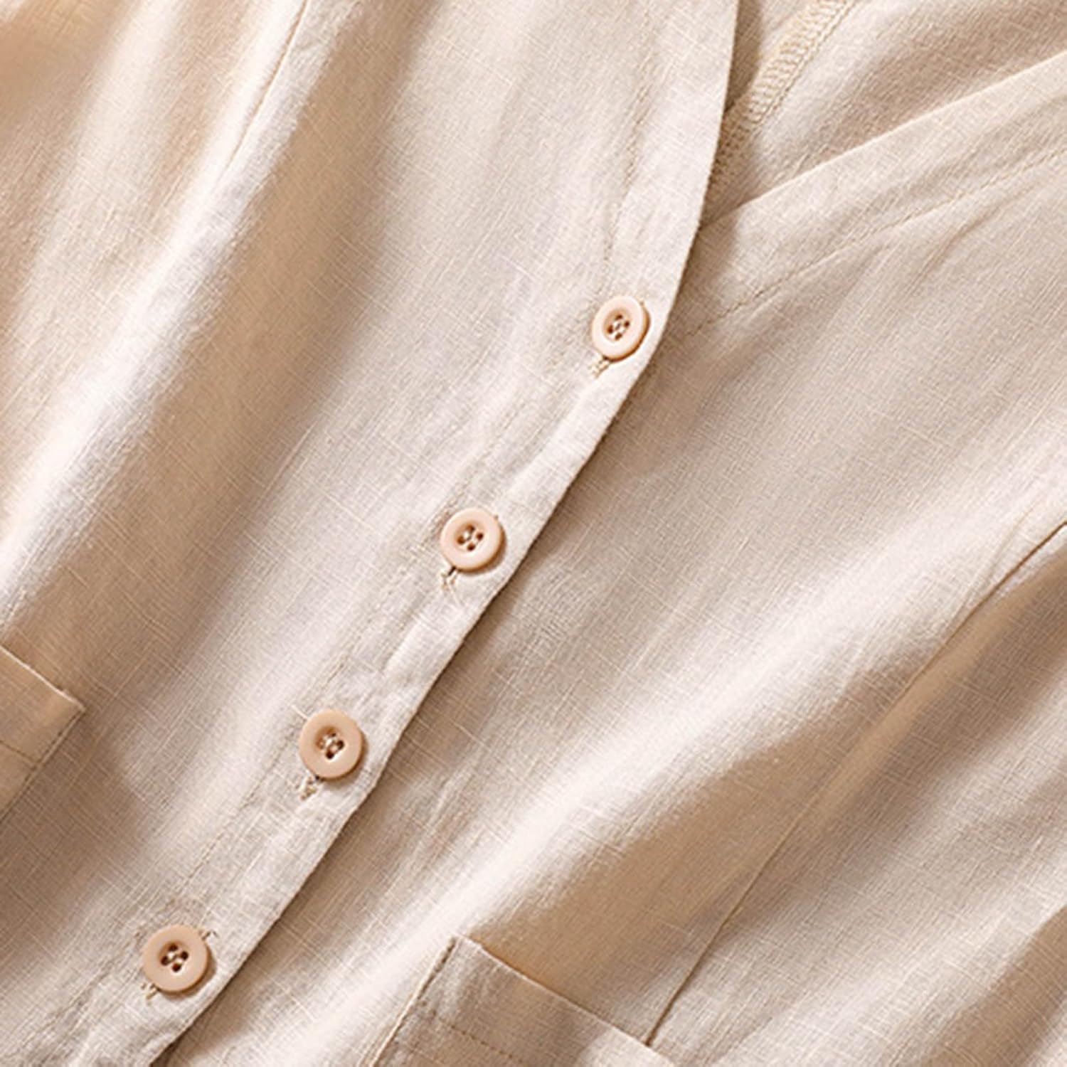 Womens Linen Shirts Summer Casual Loose Fit Button Down Blouse Tops