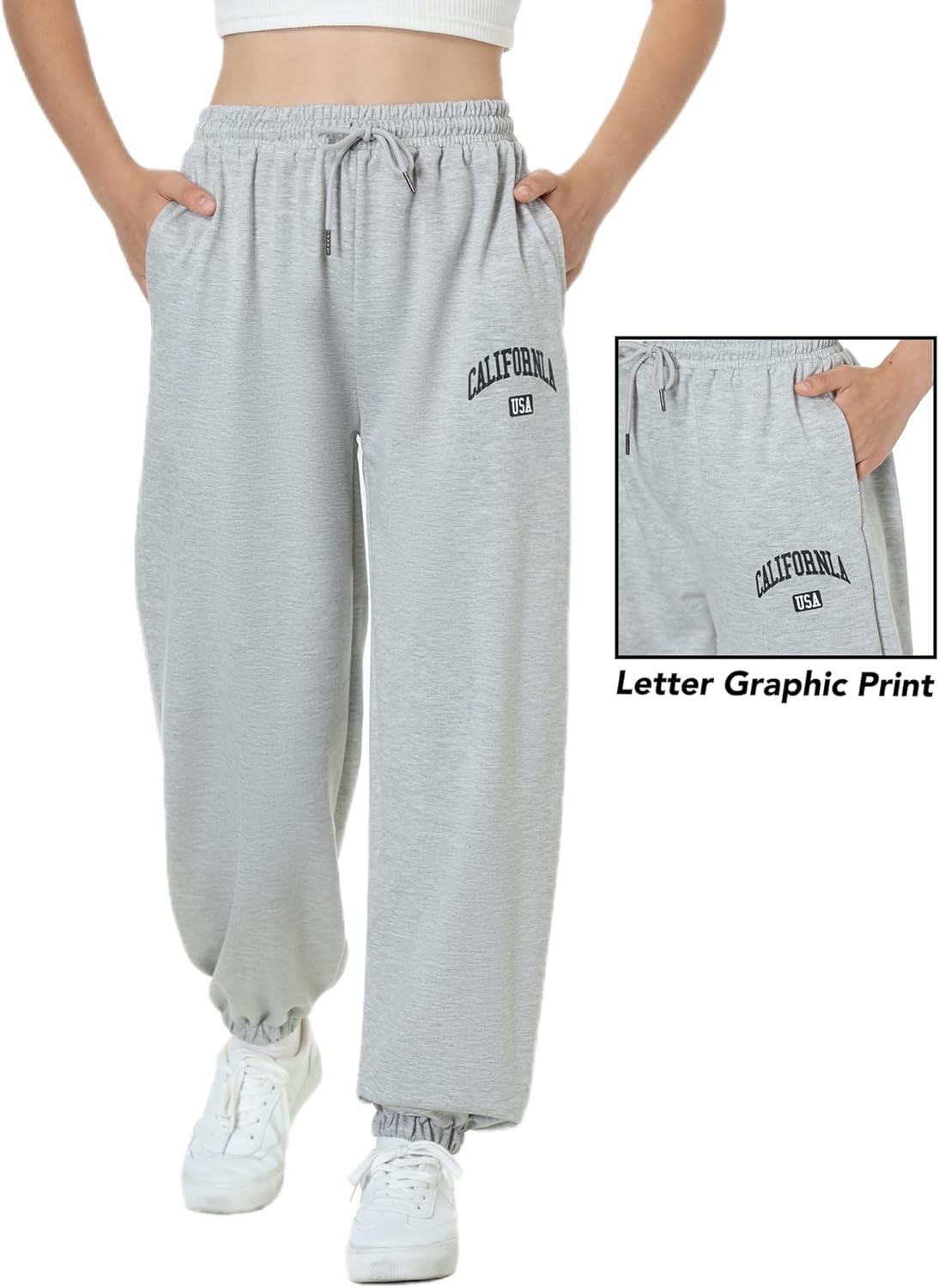 EXARUS 3 Pack High Waisted Sweatpants with Pockets