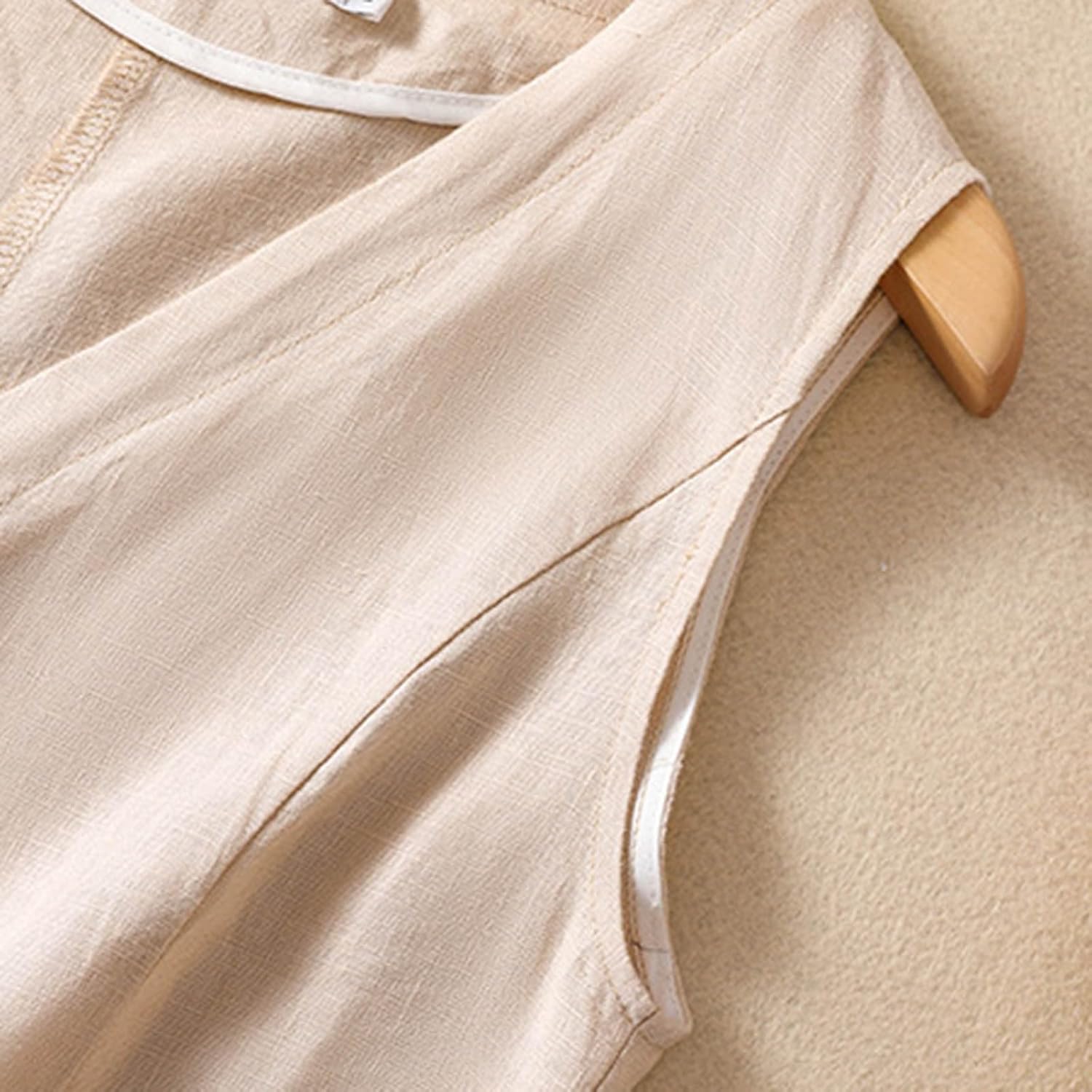 Womens Linen Shirts Summer Casual Loose Fit Button Down Blouse Tops