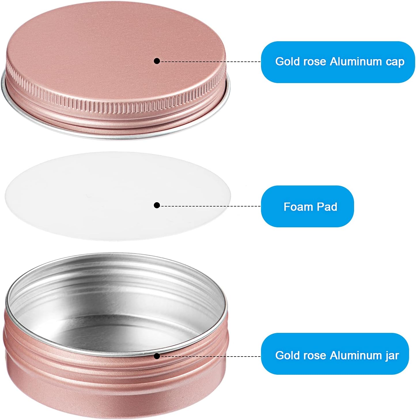 Patelai 2 oz Rose Gold Aluminum Tin Cans with Screw Lid
