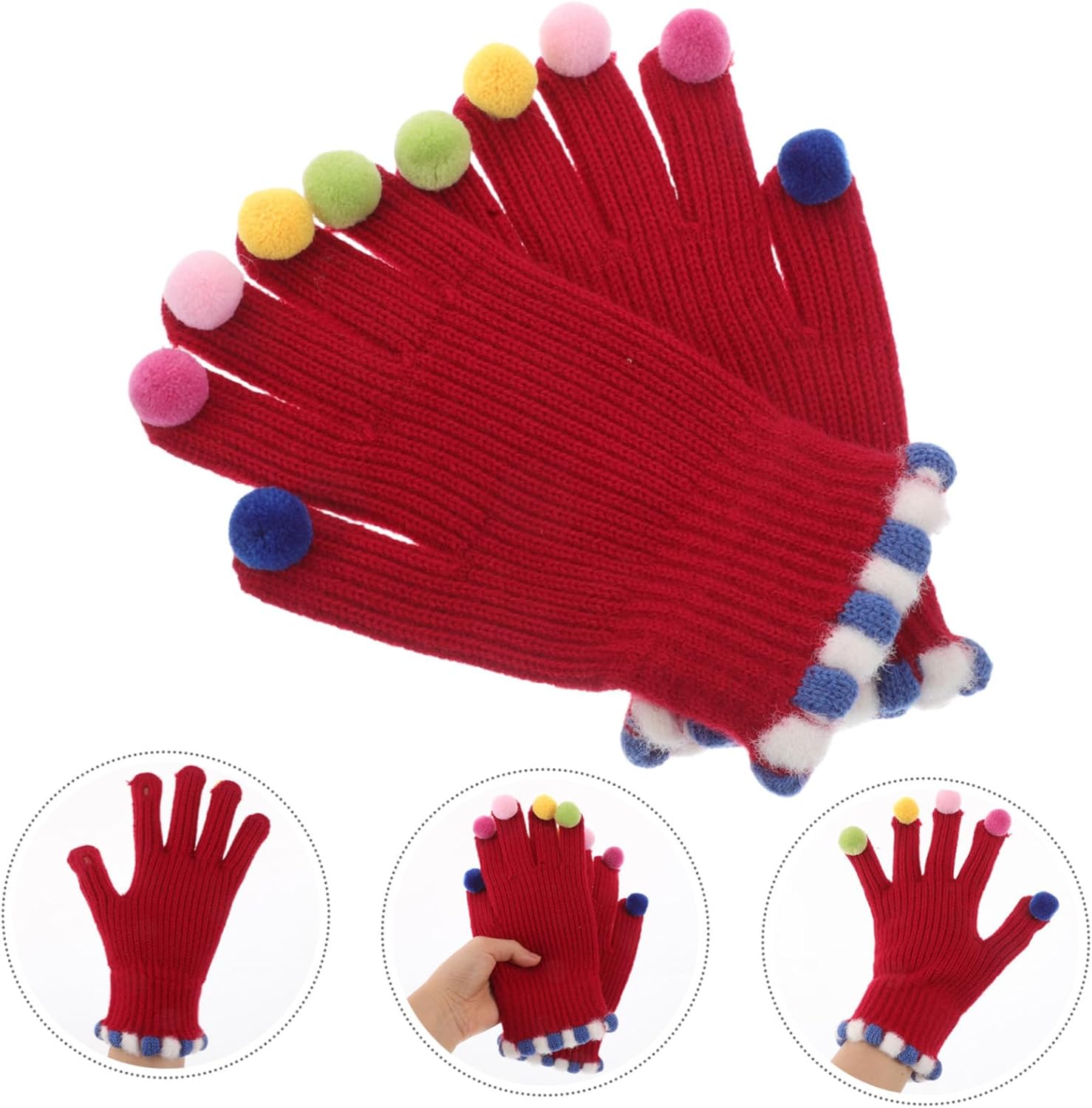 WRITWAA Warm Winter Knit Gloves for Boys Girls