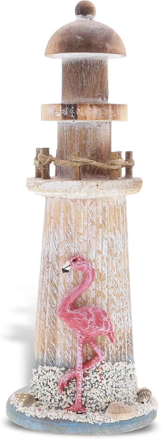 CoTa Global Flamingo Beach Lighthouse - 85 Inch Handmade Wooden Decor