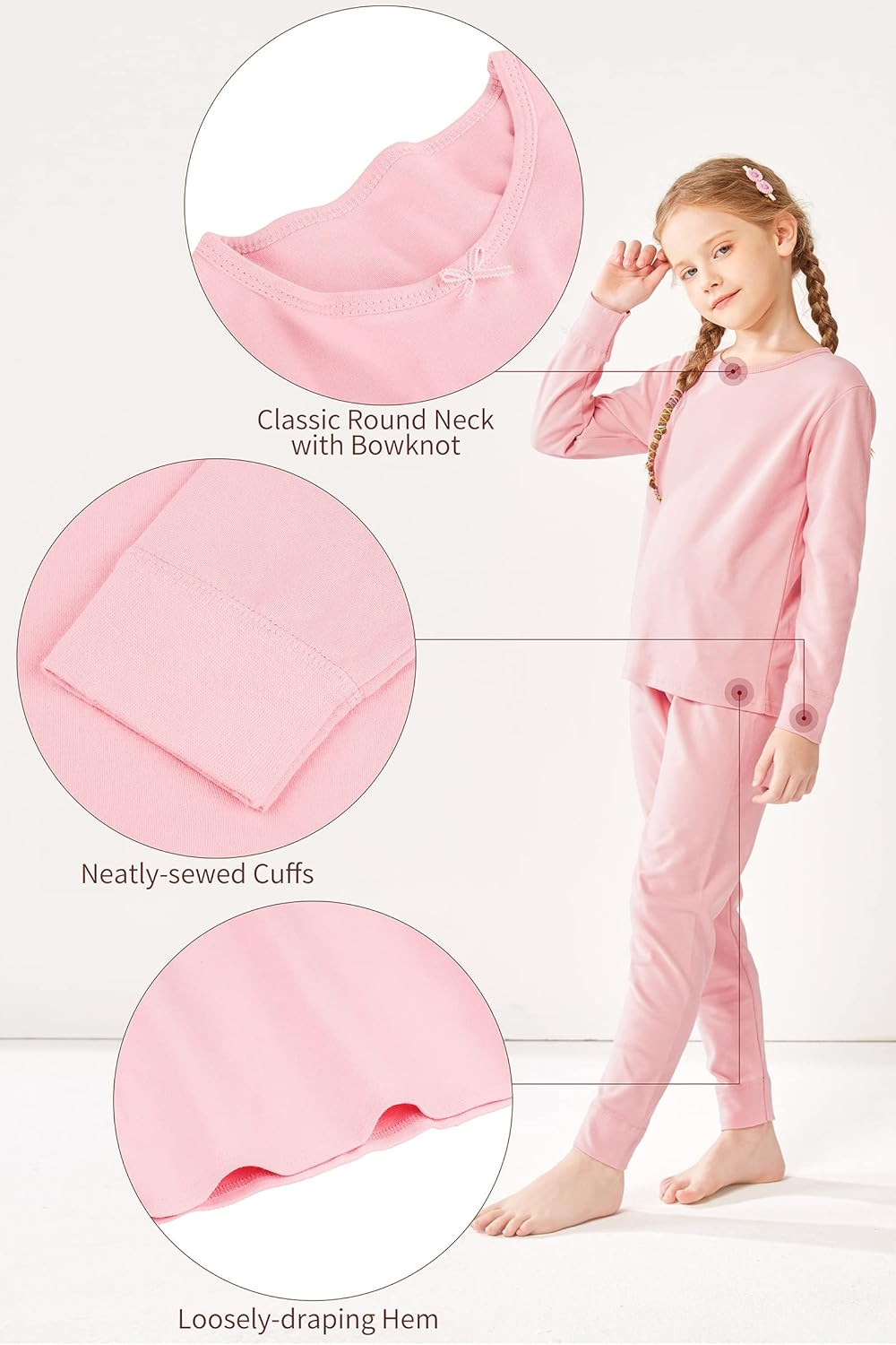 Resinta Toddler Girls Thermal Underwear Set with Bows