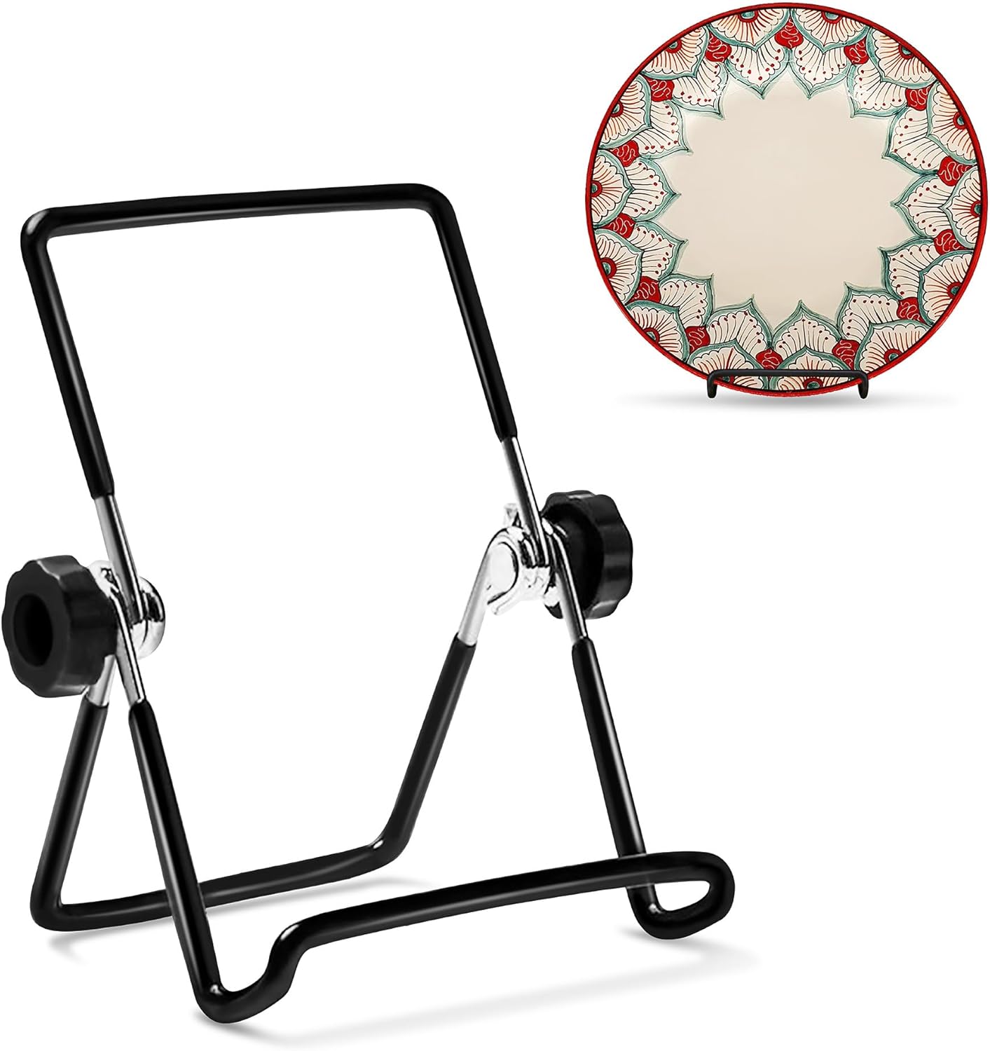 SOTER 2Pack Adjustable Display Stands for Plates Books and Art Black