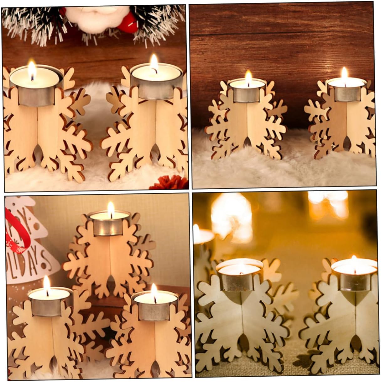 6 Pack Christmas Snowflake Candle Holders for Home Decor