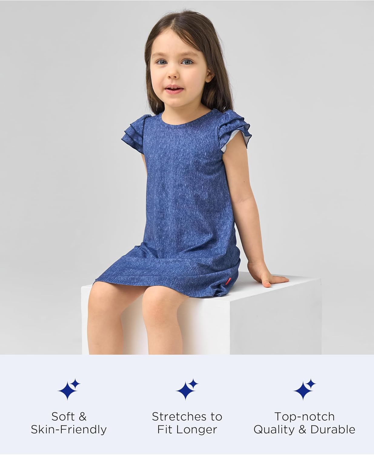 EASWEET Girls Summer Dress with Ruffle Sleeves