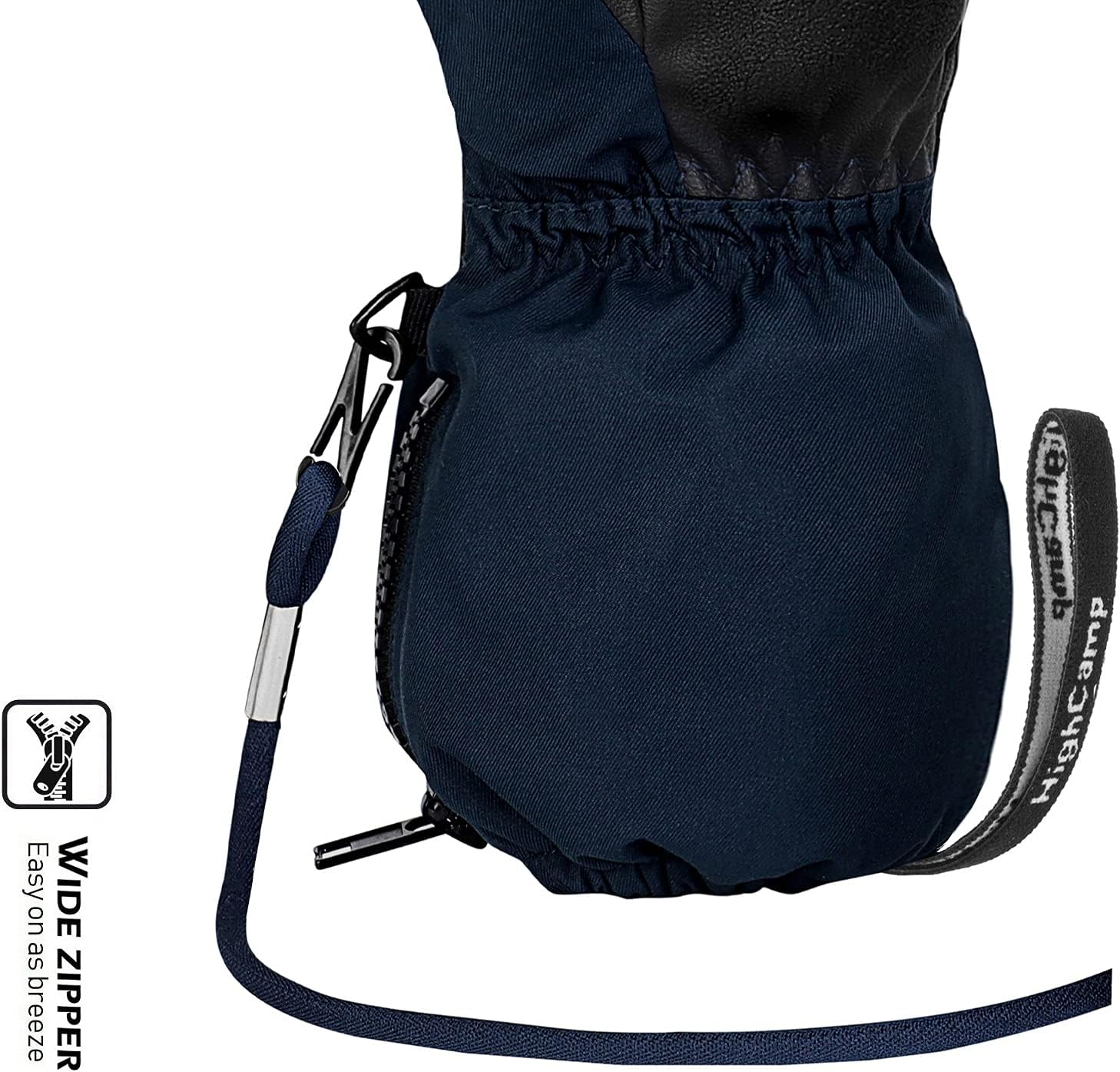 HIGHCAMP Kids Ski Mittens Waterproof Winter Gloves with Zipper and String