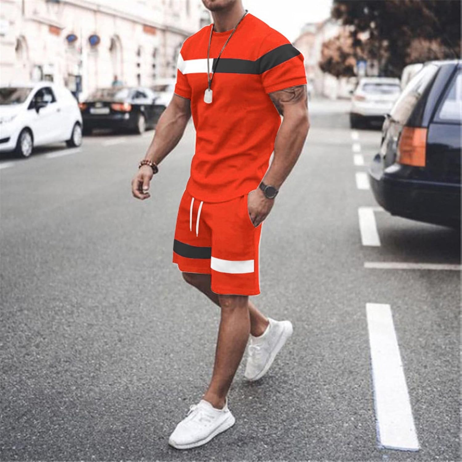 Wuitopue Mens 2 Piece Summer Tracksuit Set