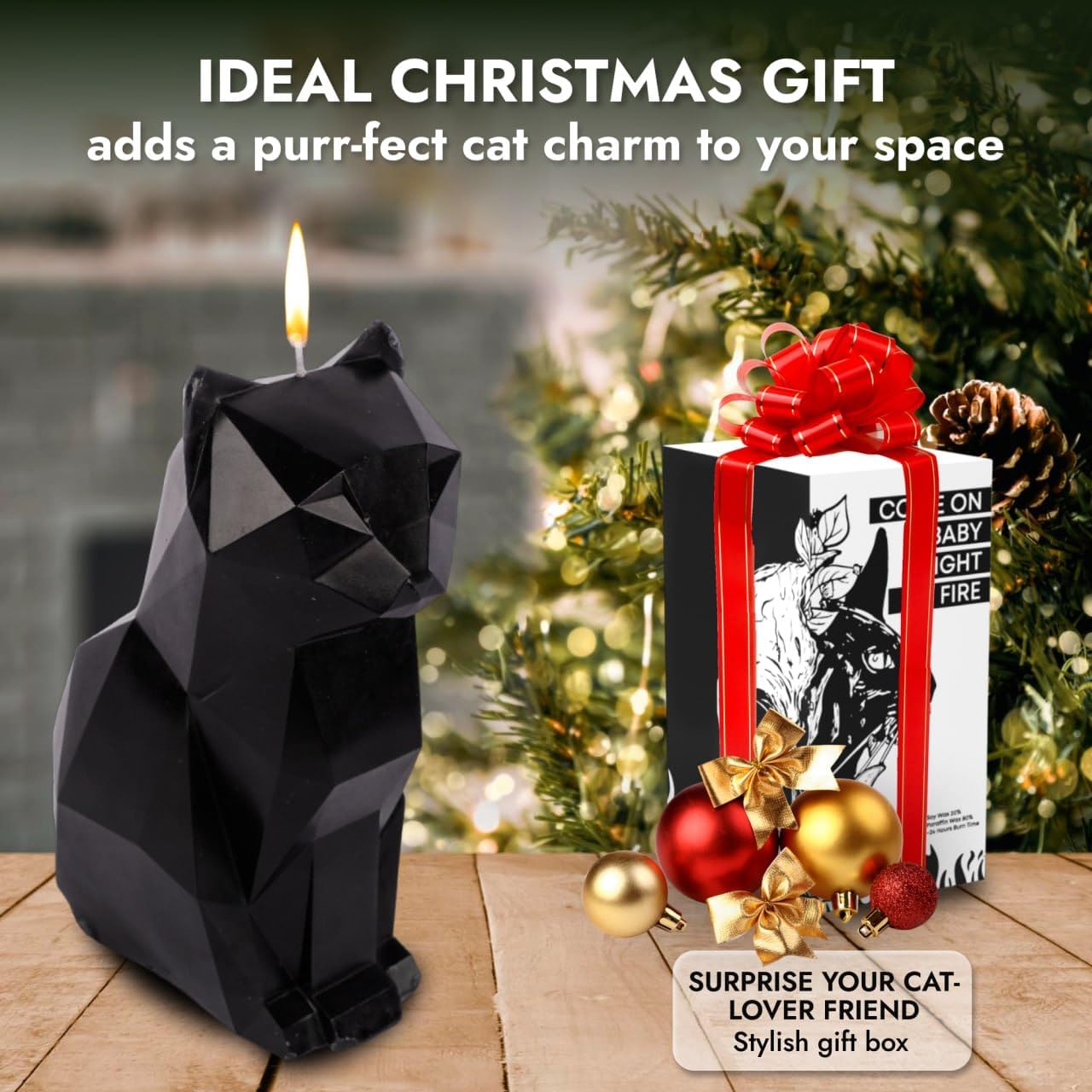Lidy Cat Candle with Skeleton Love Blanket Bundle - 24 Hr Burn Gift Box