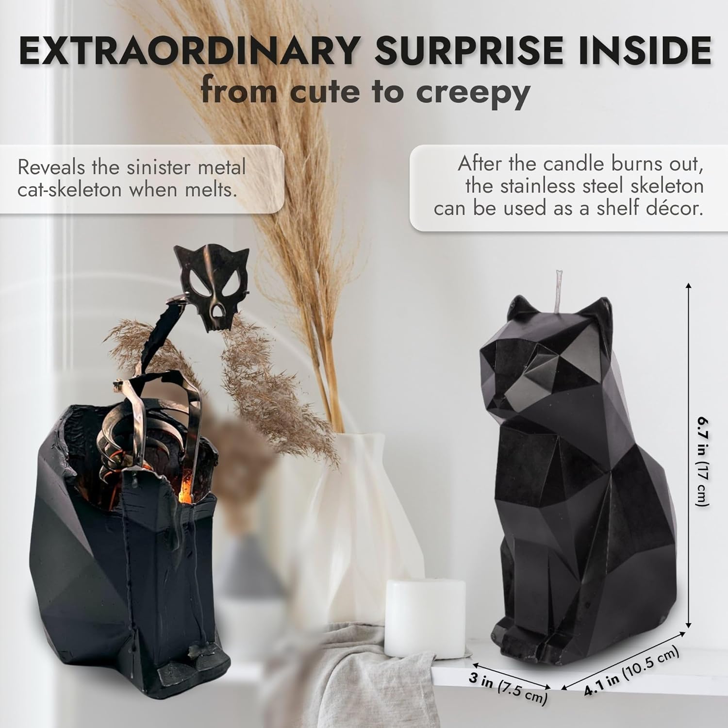 Lidy Cat Candle with Skeleton Love Blanket Bundle - 24 Hr Burn Gift Box