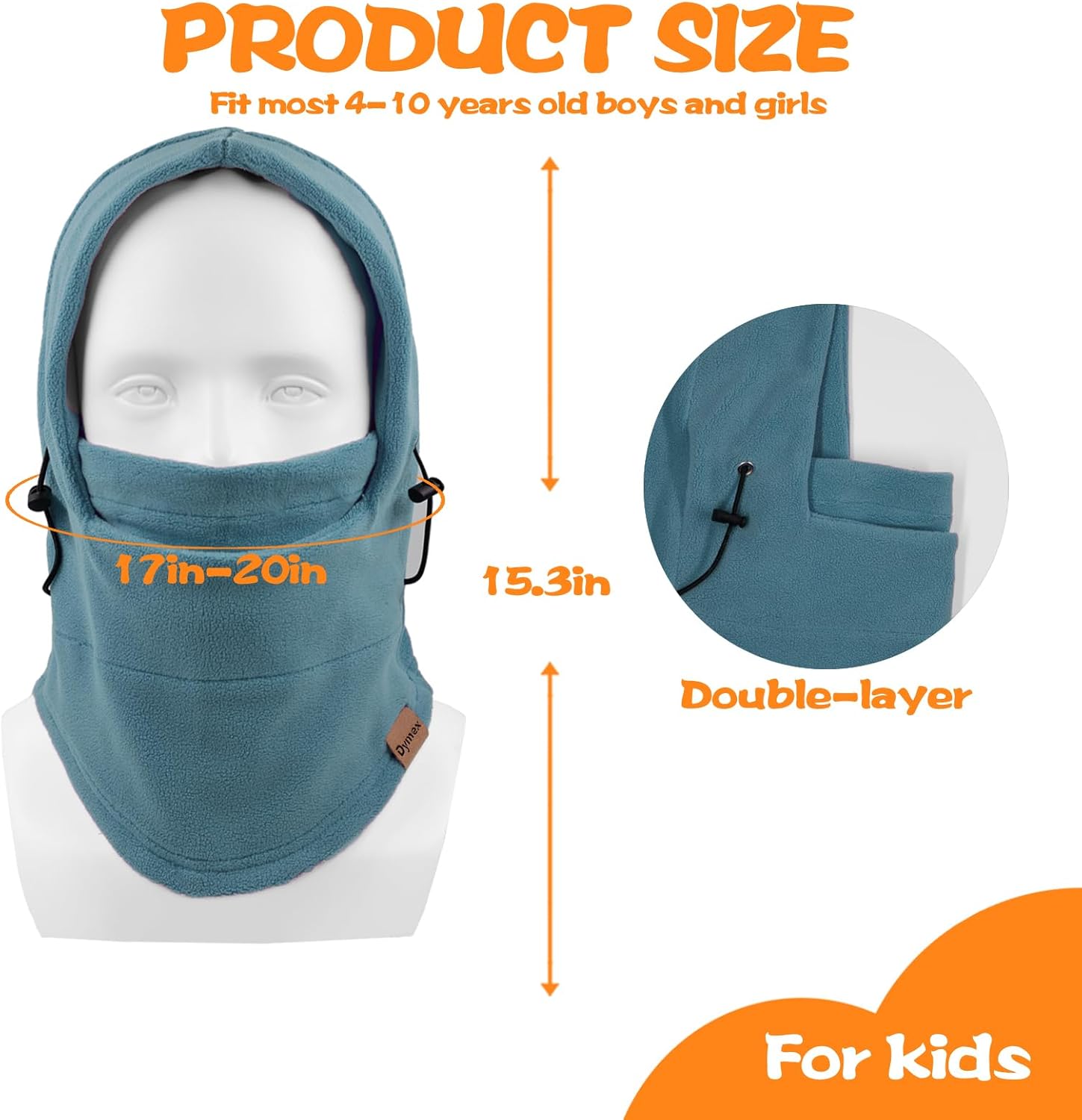 Dymex Kids Balaclava Windproof Ski Mask for Cold Weather
