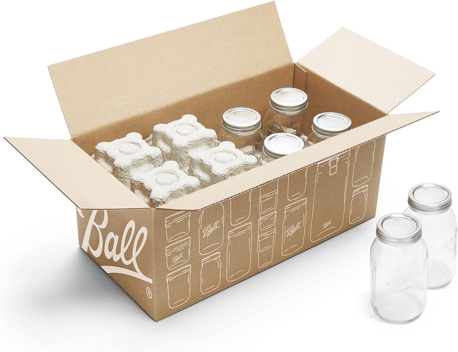 Ball Regular Mouth Quart Mason Jars with Lids and Bands