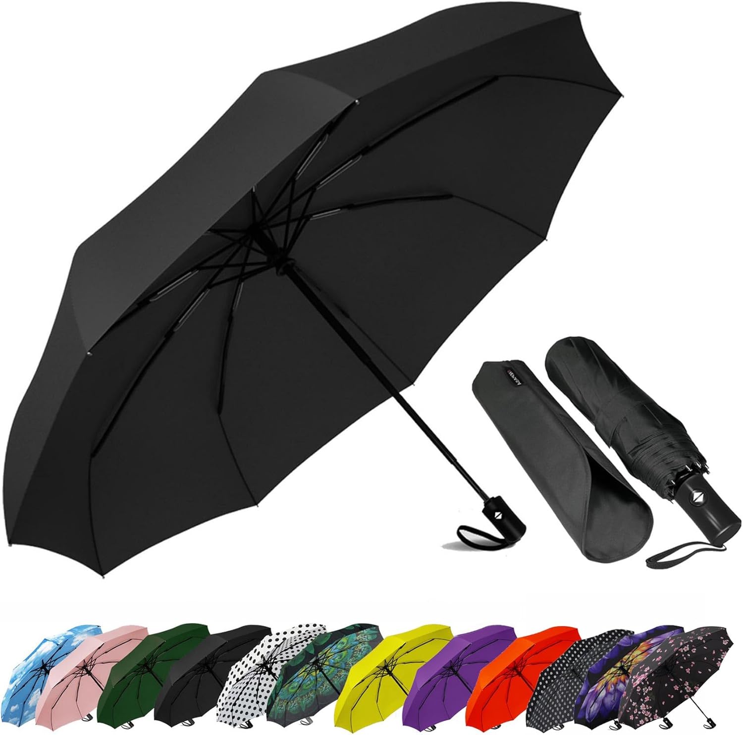 SIEPASA Compact Travel Umbrella - Windproof Auto OpenClose