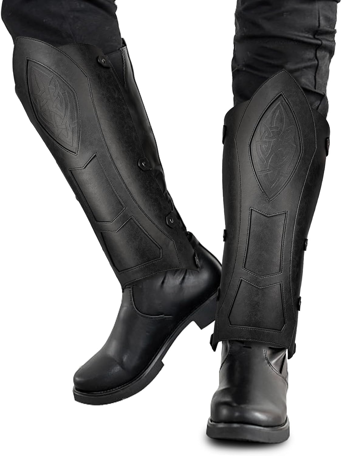HiiFeuer Medieval Faux Leather Leg Gaiters for LARP 1