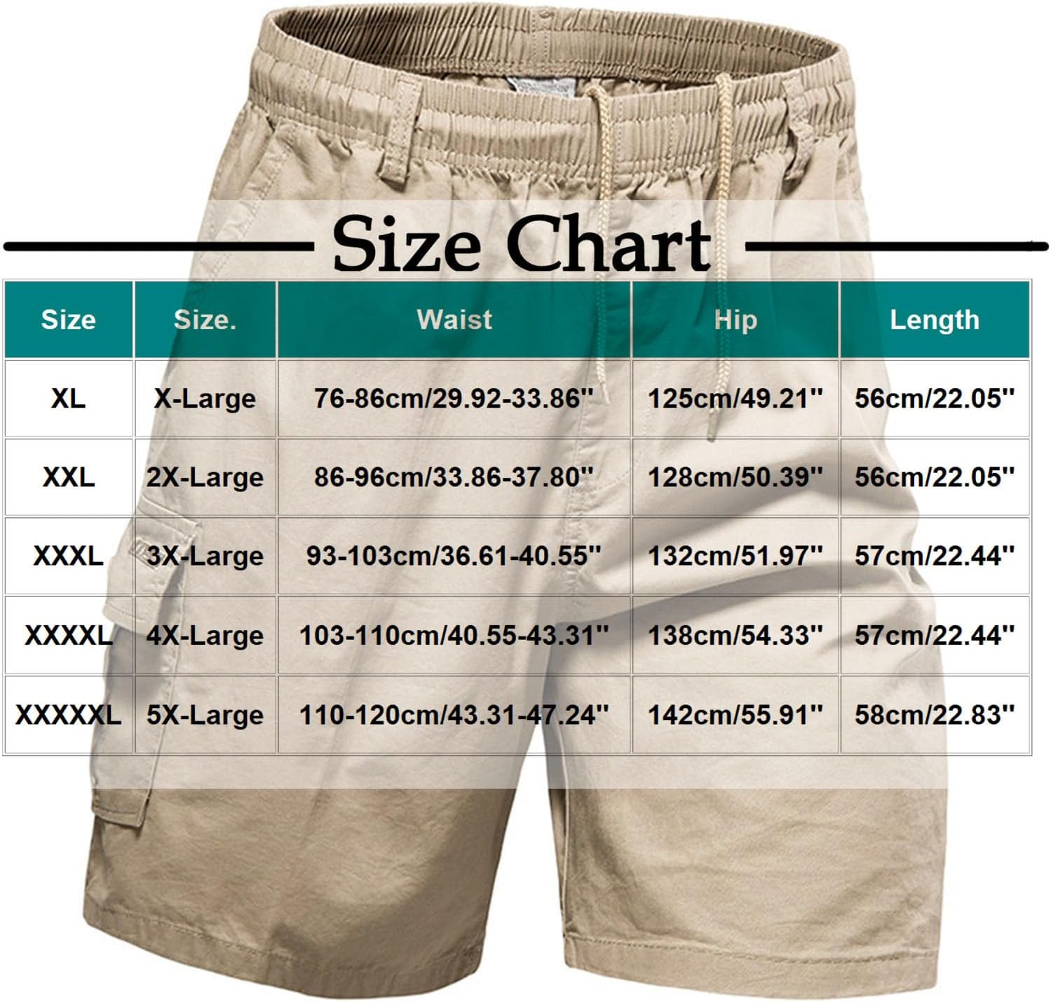 Finelylove Mens Cargo Shorts - Elastic Waist Quick Dry Durable