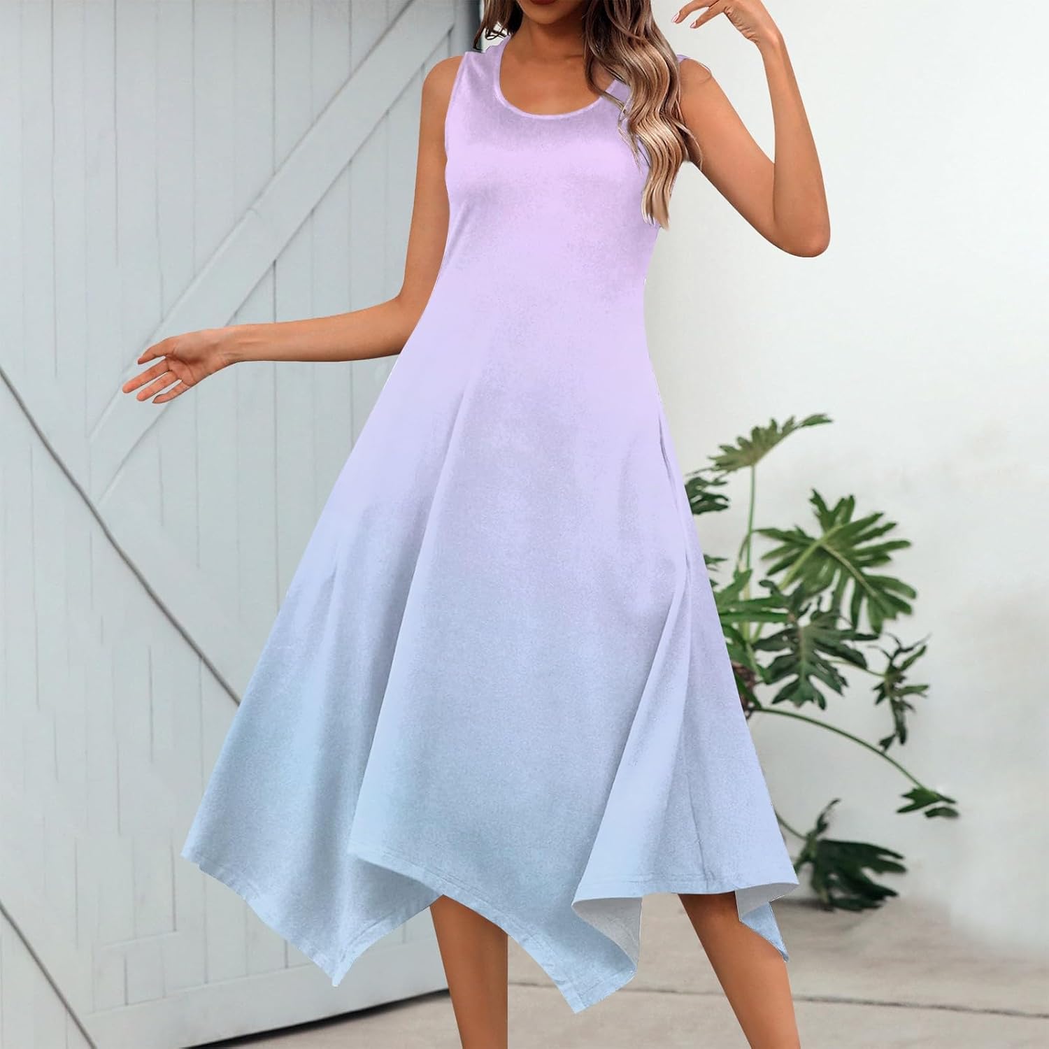 2024 Trendy Womens Flower Print Midi Sundress